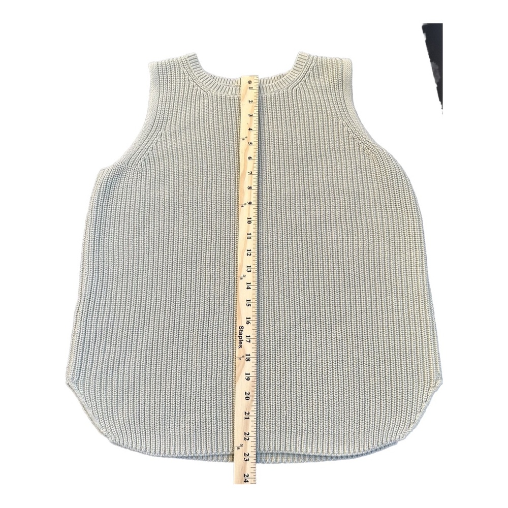LOFT Cable Knit Knit Sweater Vest L 100% Cotton Sage Light Academia Minimalist - Picture 7 of 8